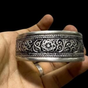 Antique Berber Silver Cuff Bracelet: Jewish Tribal Jewelry, 1950s Mogador (Essaouira)