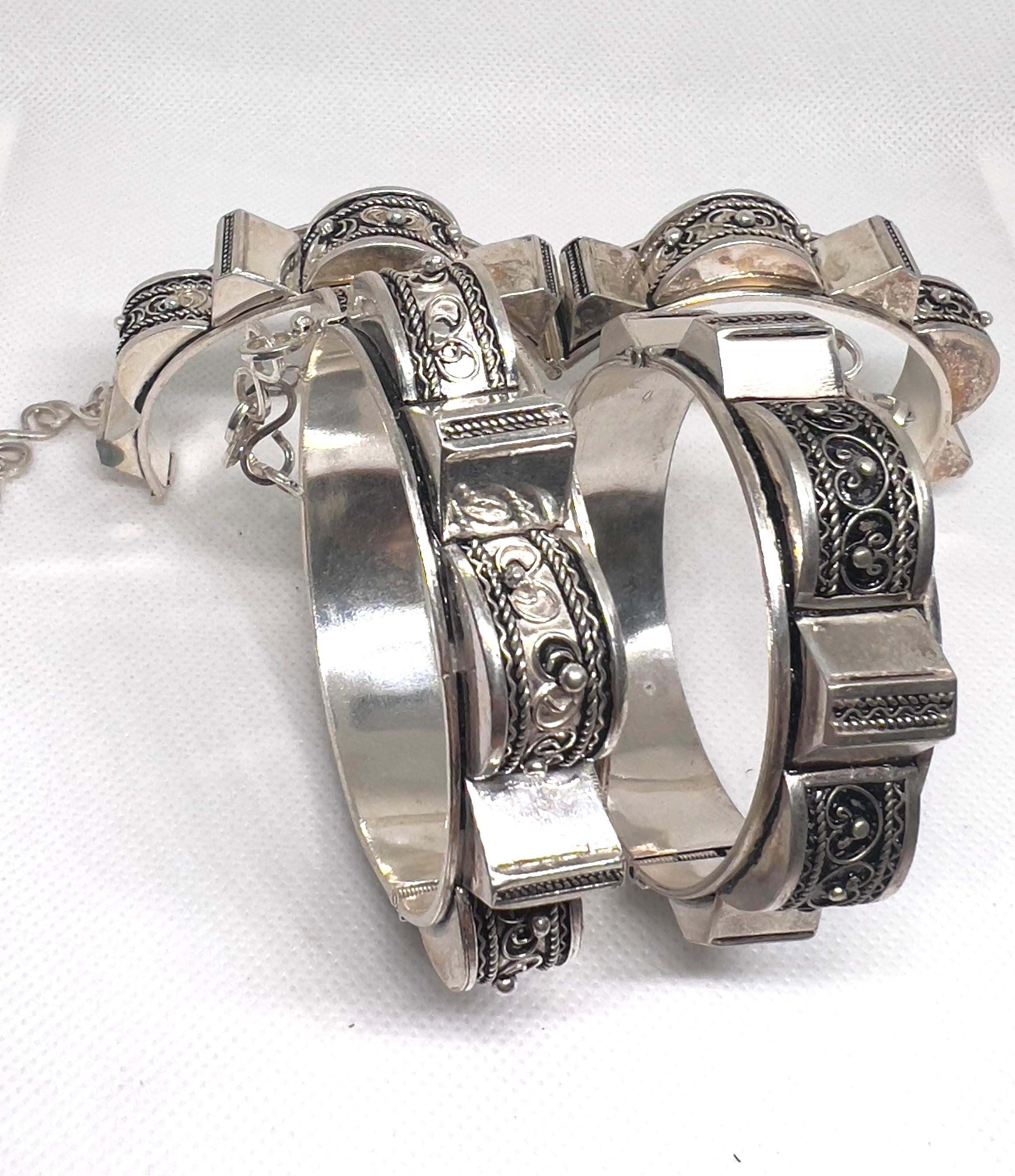 Berber Bracelet Pyramids Silver Cuff: Berber Bangle Handmade Ethnic African Engraved Tribal Jewelry