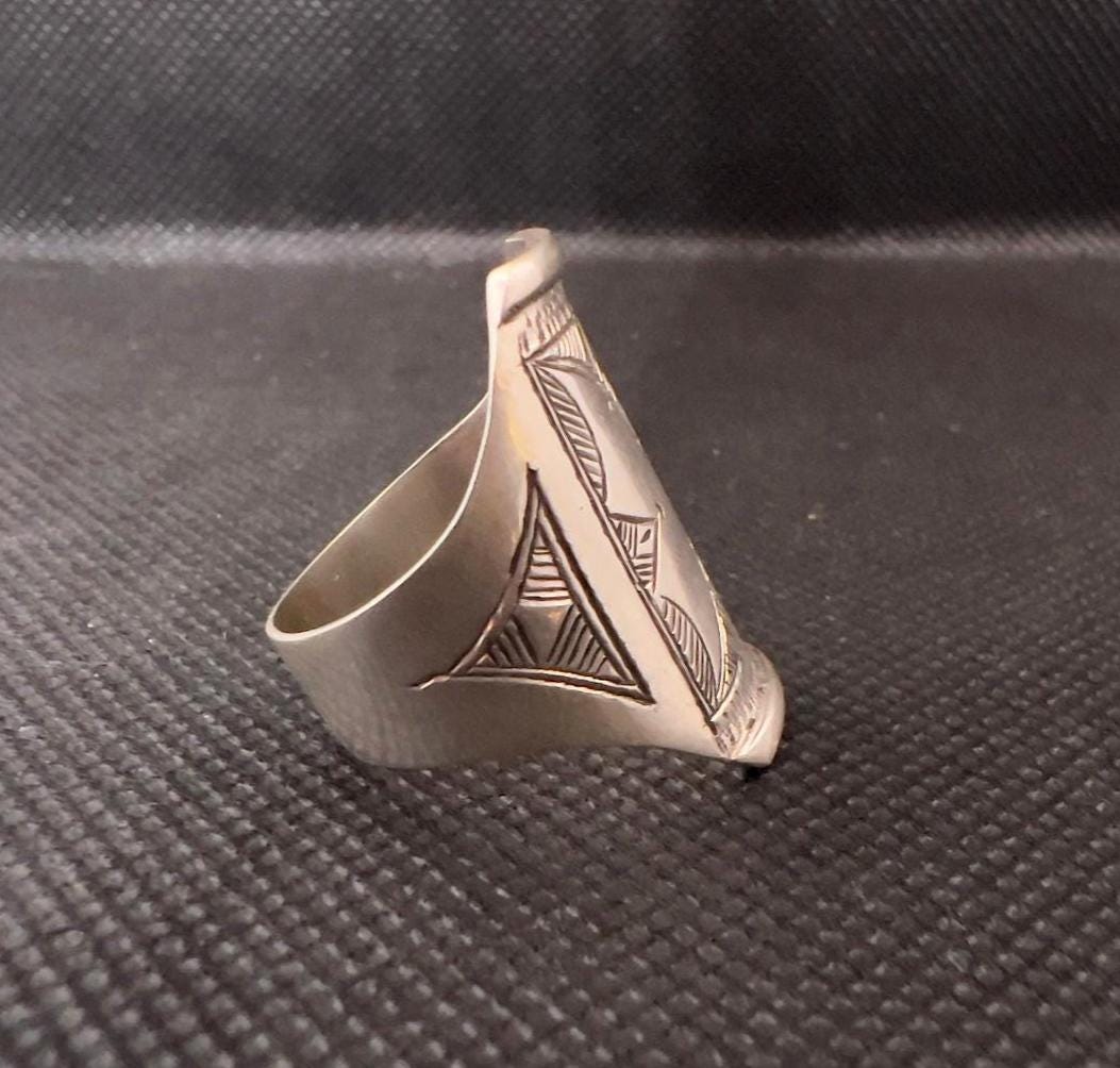Handmade Sterling Silver Tuareg Ring: Berber Tribal Jewelry, Size 9
