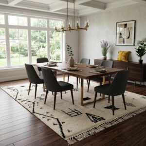 Berber Cream & Black Azilal Rug