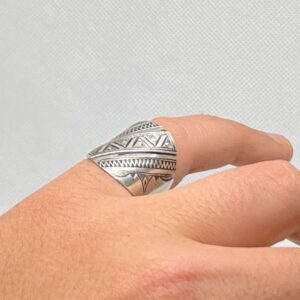 Handmade Sterling Silver Berber Ring: Tuareg Tribal Jewelry Size 10 US, 62 EU