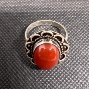 Sterling Silver Berber Ring: Red Agate, Tribal Boho Jewelry