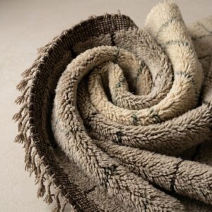 Mrirt Rug - Sandy Brown Luxury Wool Rug - Handmade Abstract Stripe Rug - Ultra Plush Area Rug - Berber Carpet - Multiple Sizes