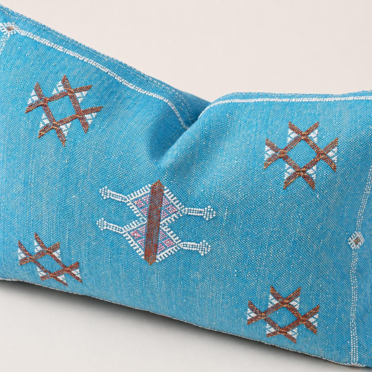 Amazigh Cactus Silk Cover 12x20 Handmade Lumbar Pillow