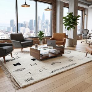 Berber Cream & Black Azilal Rug