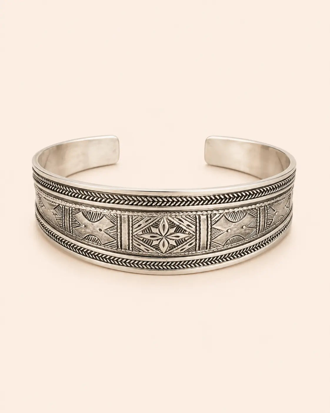 Amazigh Silver Cross Bracelet – Atlas Motif Bracelet