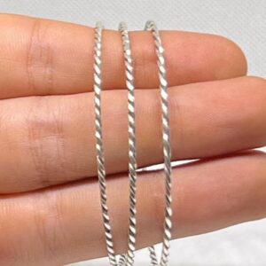 Sterling Silver Bangle Set, Berber Tribal Cuff Bracelet