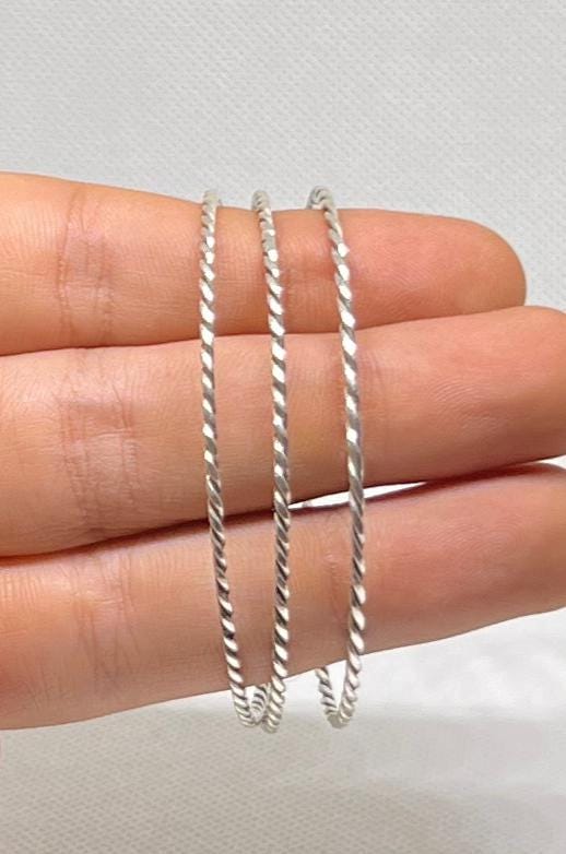 Sterling Silver Bangle Set, Berber Tribal Cuff Bracelet