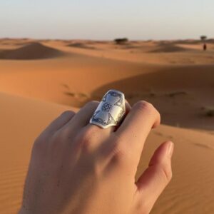 Handmade Engraved Cross Sterling Silver Tuareg Ring: Berber Tribal Jewelry 9 US / 60 EU
