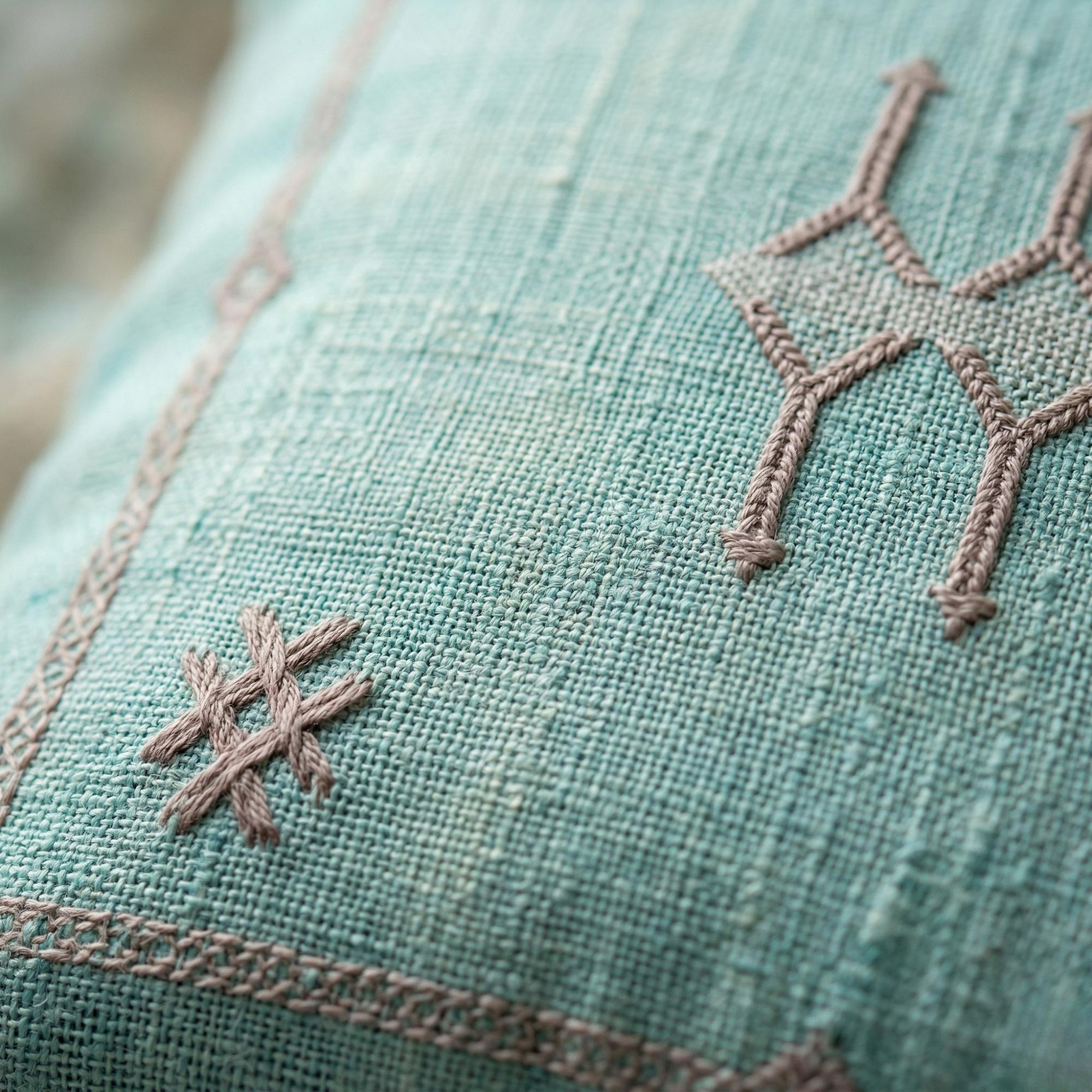 Berber Blue Sky Cactus Silk Handmade Sabra Pillow