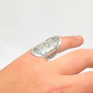 Handmade Engraved Sterling Silver Berber Ring: Tribal Jewelry, Size 8 US