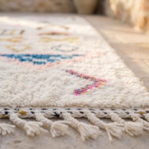 Handmade Berber Carpet Ivory & Multicolor