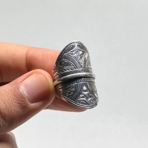 Berber Sterling Silver Ring: Engraved Tuareg Tribal Jewelry, Size 9