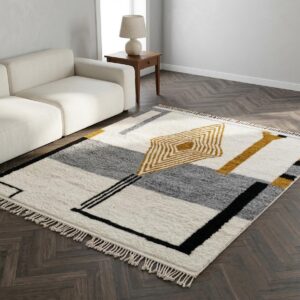 Authentic Beni Ourain Rug - Soft wool area rug, Handmade Berber rug, Morrocan rug, Neutral shag rug, Boho rug for living room