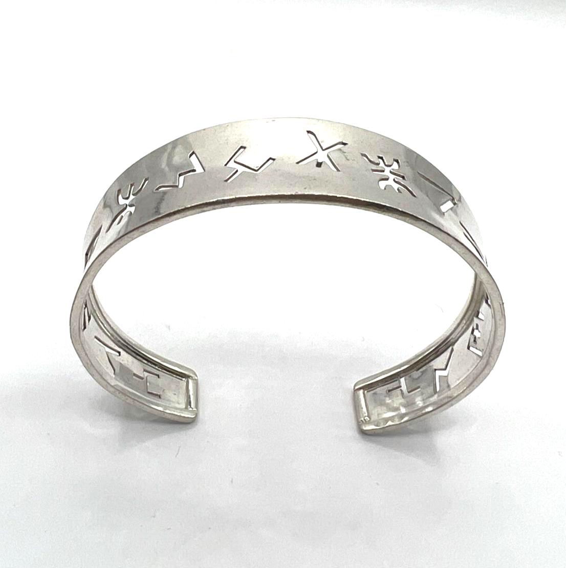 Yaz Z Sterling Silver Berber Symbol Tifinagh Bangle Bracelet: Handmade Amazigh Tribal Bangle