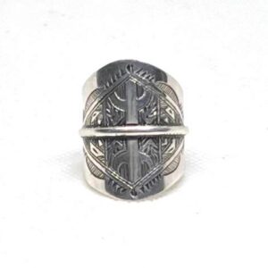 Handmade Sterling Silver Berber Amazigh Yaz Ring: Tribal Tuareg Jewelry, Size 56 EU