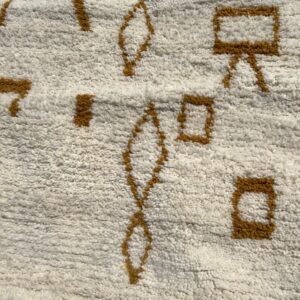 Azilal Rug - Ivory Gold Symbol Wool Rug - Handmade Berber Rug - Neutral Boho Area Rug - Mustard Tribal Carpet - Multiple Sizes
