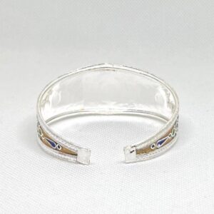 Kabyle Berber Enamel Sterling Silver Cuff: Tribal African Amazigh Bracelet