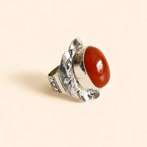 Amazigh Berber Silver Ring – Tameddit Onyx Shield Design