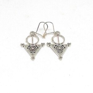 Silver Tazerzit Bohemian Earrings: Boho Tizerzai Berber Fibula North African Jewelry