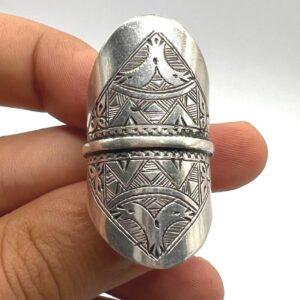 Vintage Handmade Tuareg Sterling Silver Ring: Berber Tribal Gypsy Ethnic African Jewelry, US Size 11 / FR Size 64
