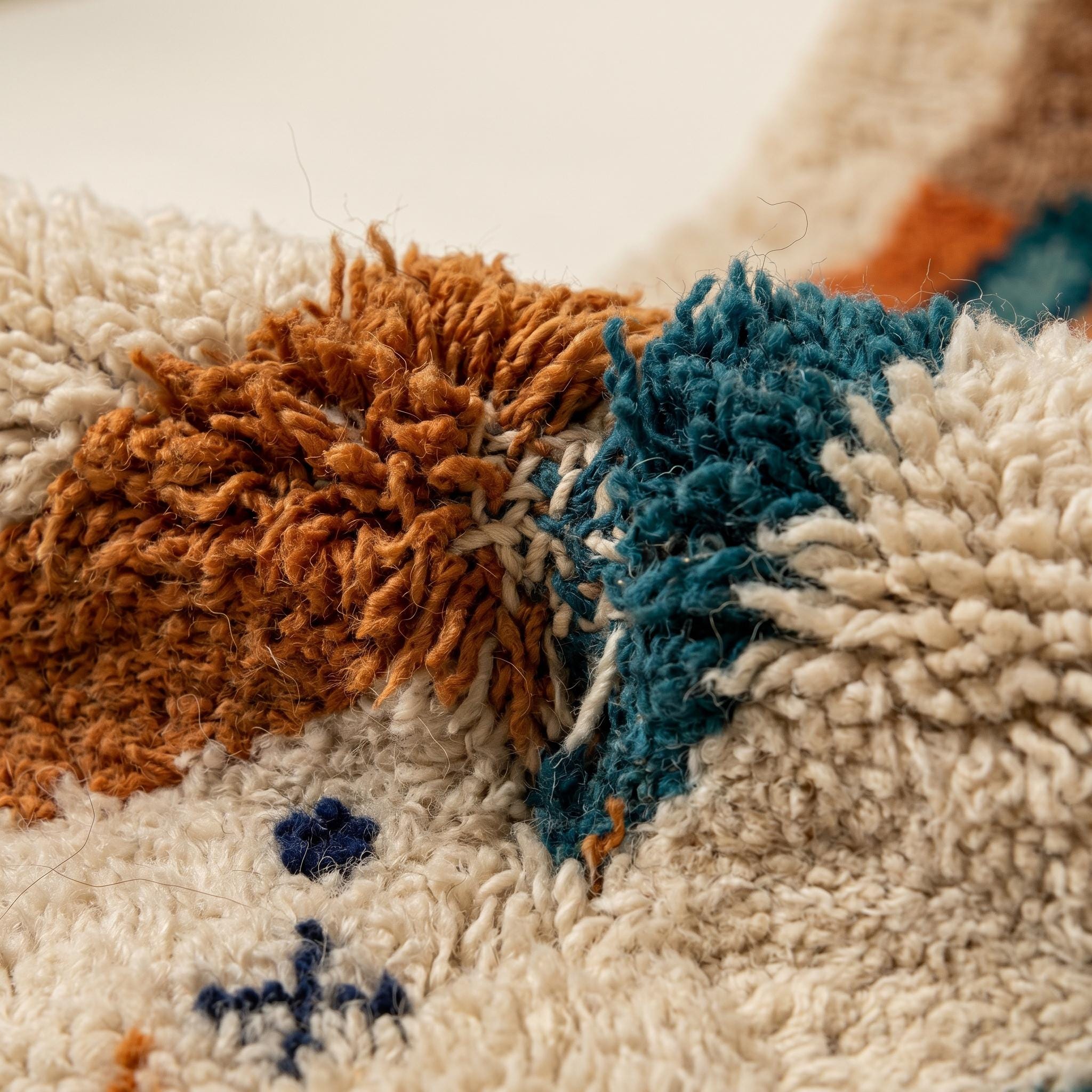 Azilal Rug - Multicolor Ivory Wool Rug - Handmade Tribal Rug - Colorful Boho Area Rug - Berber Carpet - Multiple Sizes