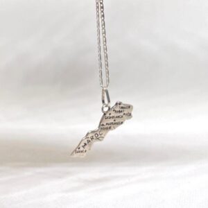 Handmade Map Pendant Necklace in Sterling Silver 925 : Berber Jewelry