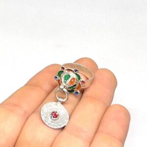Berber Enamel Silver Plated Ring: Tribal Jewelry
