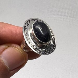 Handmade Sterling Silver Onyx Ring: Tuareg Berber Jewelry, Size 6.5