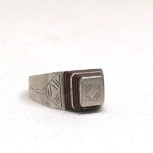 Handmade Antique Silver Tuareg Ring: Ebony Inlay, Size 11
