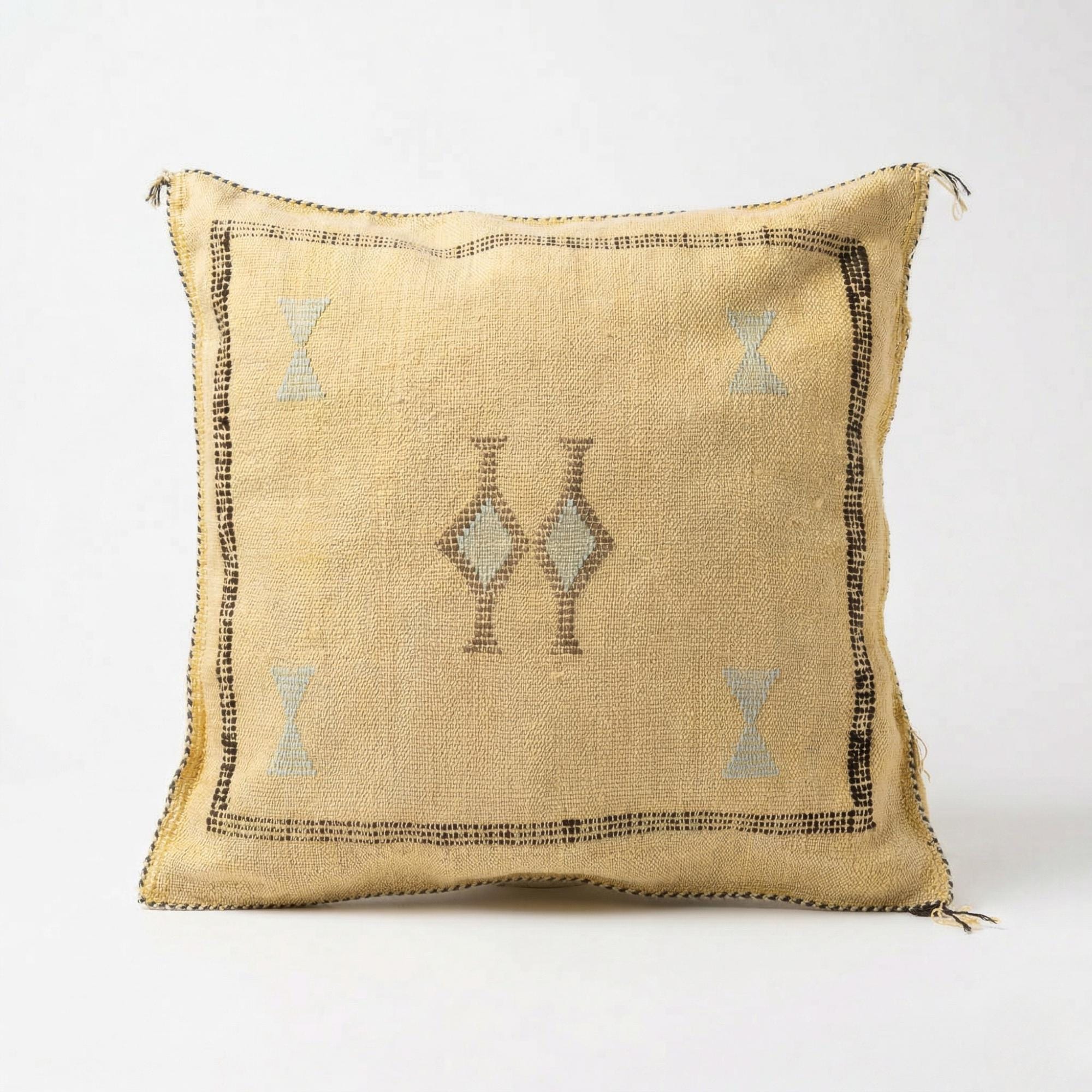 Berber Handmade cactus silk cushion case Yellow Pillow