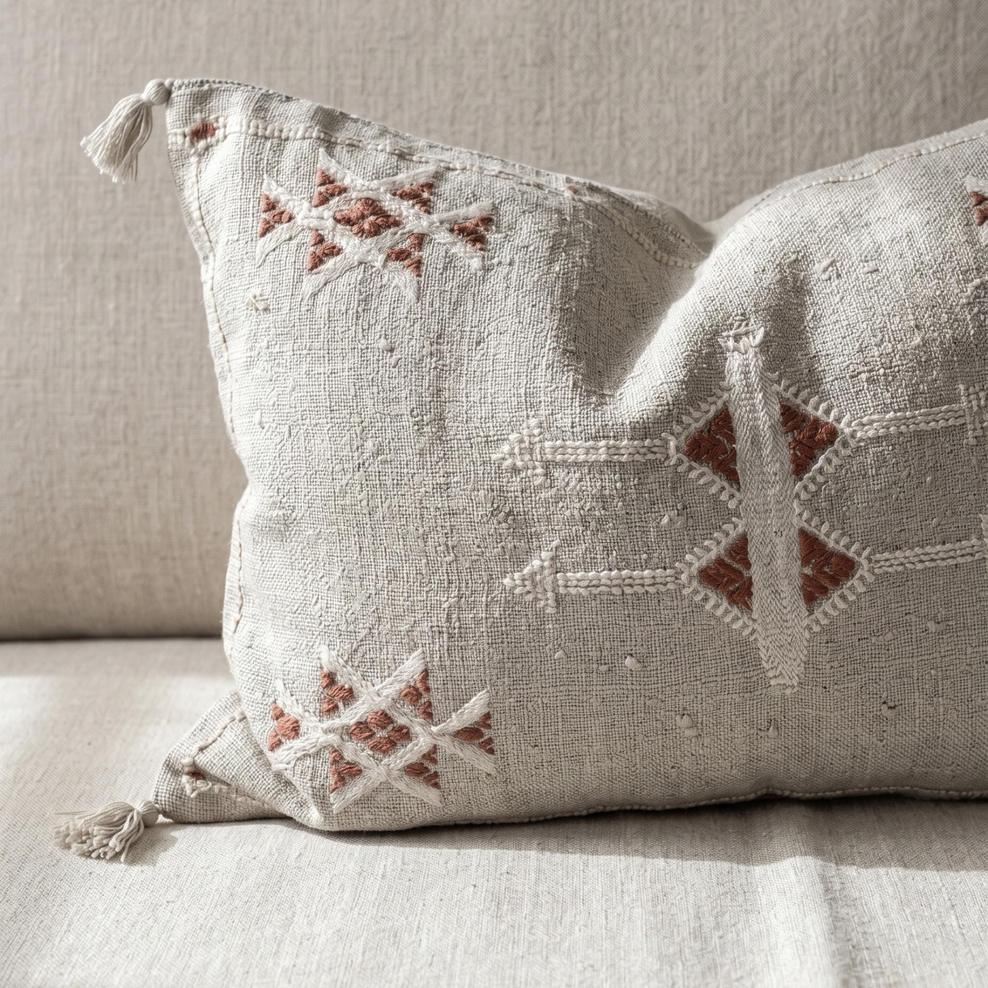Amazigh Cactus Silk Cover 12x20 Handmade Lumbar Pillow
