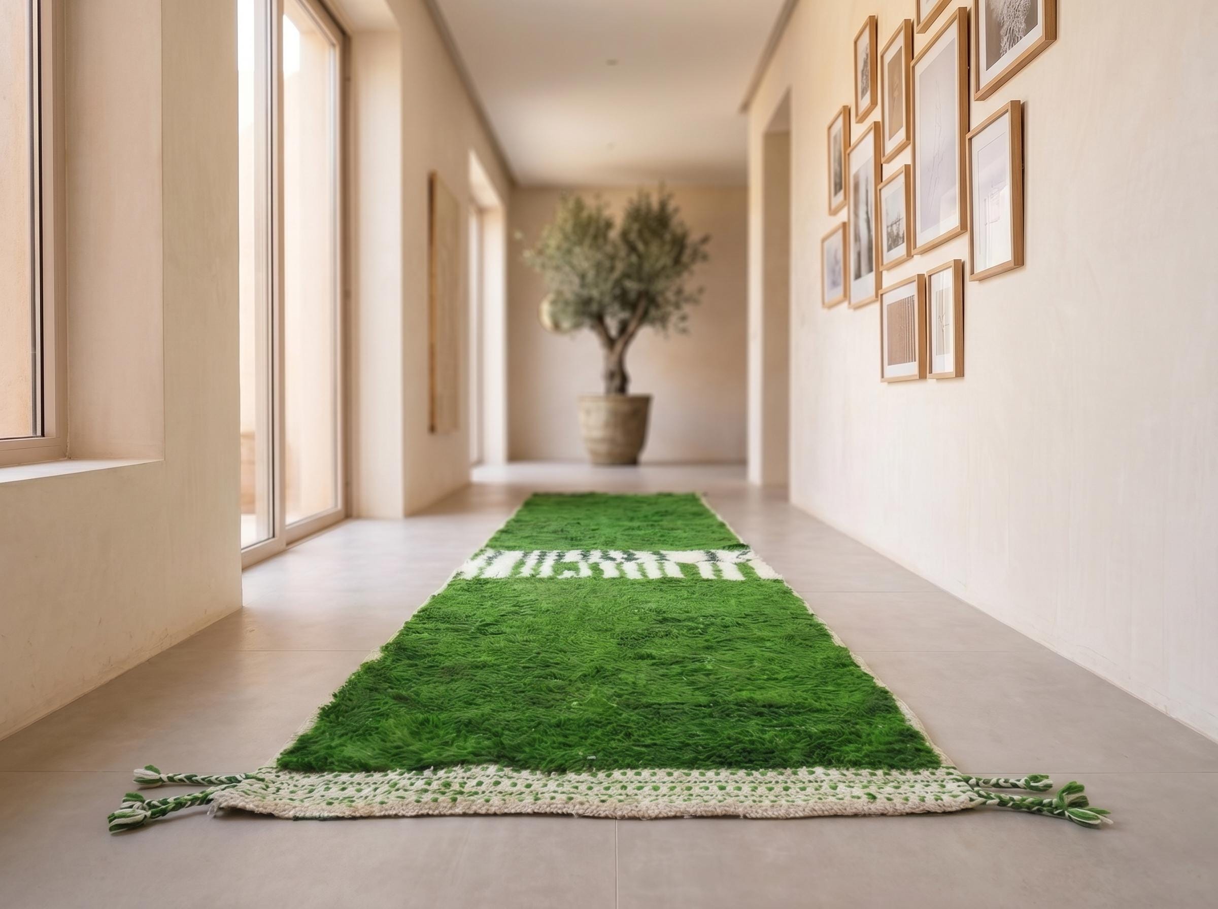 Berber Green Hallway Rug