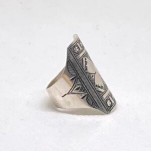 Berber Sterling Silver Ring: Handmade Engraved Tribal Jewelry, US Size 9