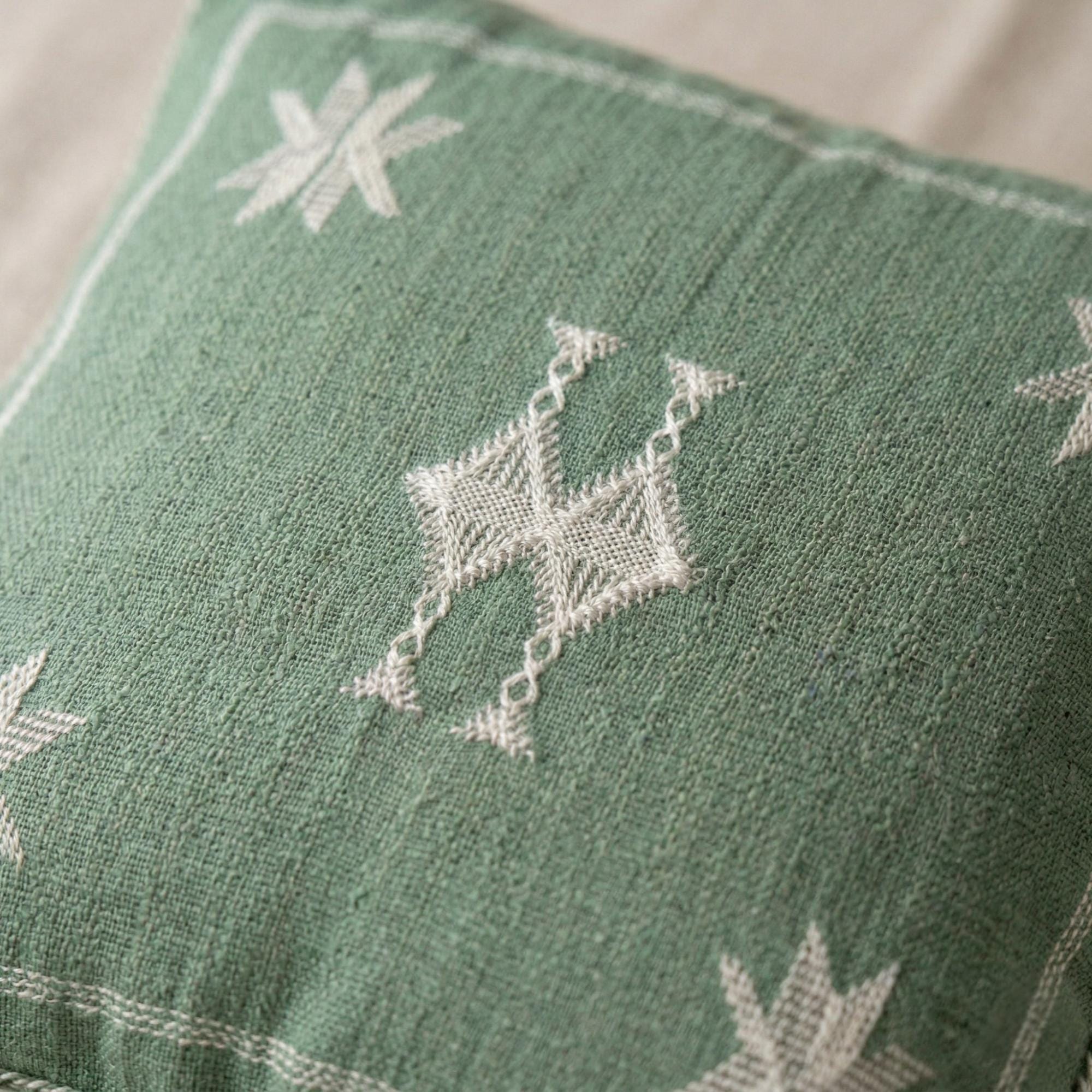 Berber Light Olive Cactus Silk Handmade Sabra Pillow