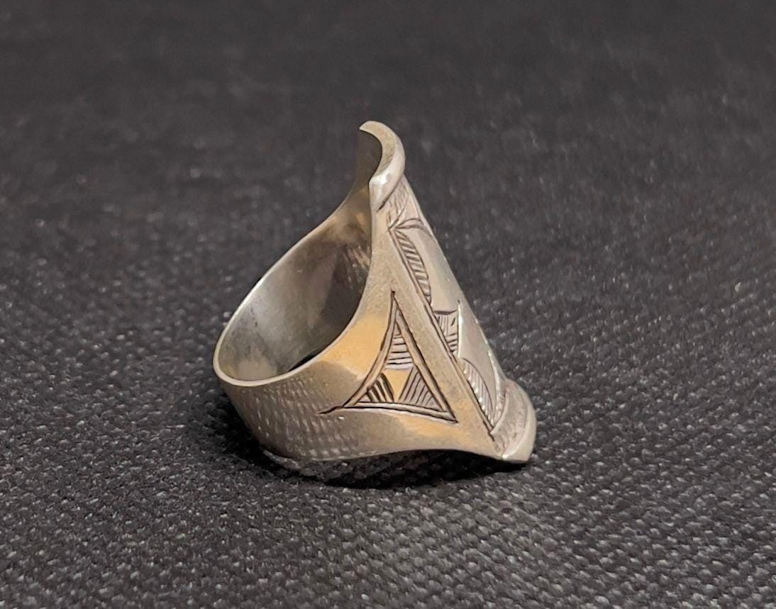 Handmade Sterling Silver Tuareg Ring: Berber Tribal Jewelry, Size 9