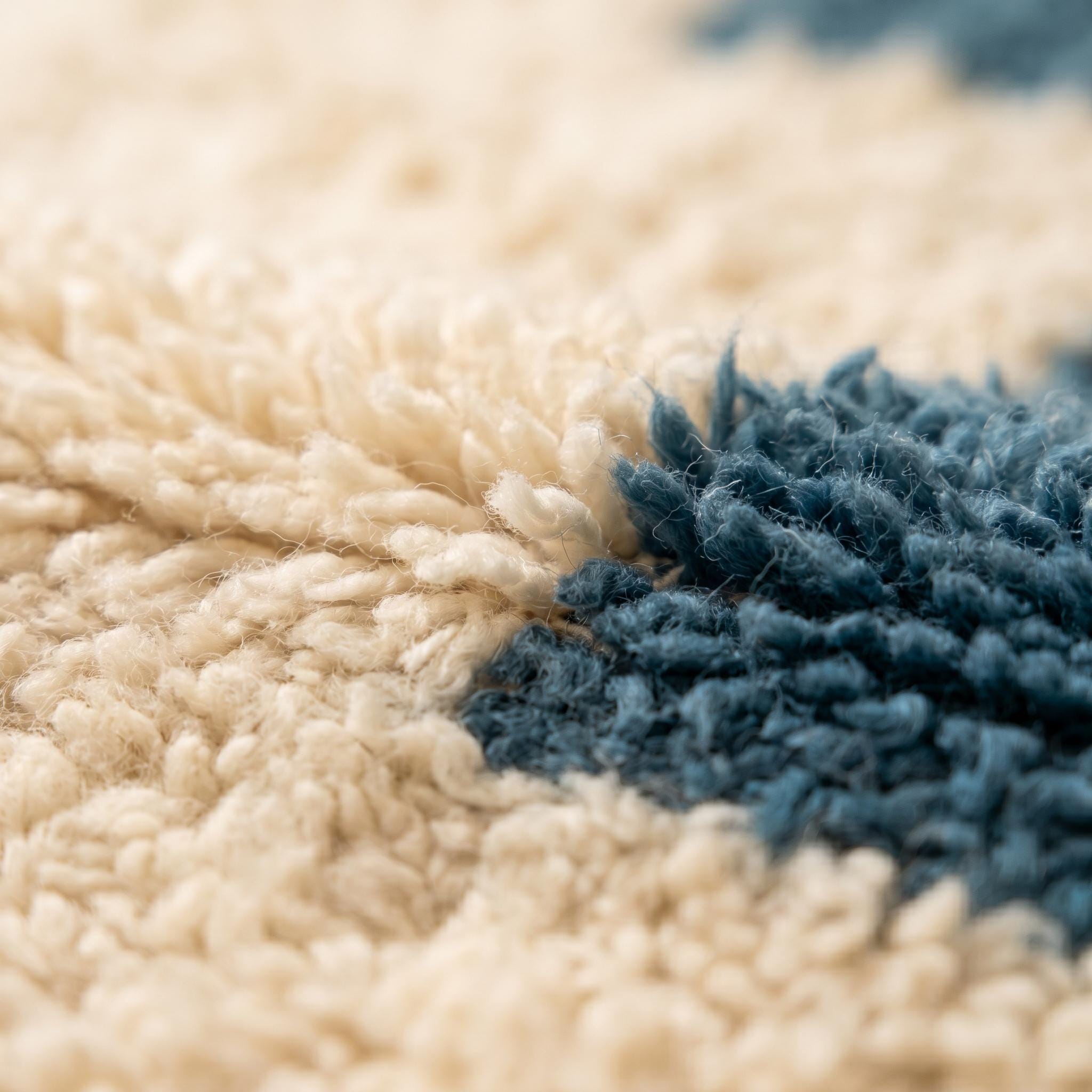 Boujaad Rug - Ivory Steel Blue Wool Rug - Handmade Abstract Split Rug - Modern Area Rug - Berber Carpet - Multiple Sizes