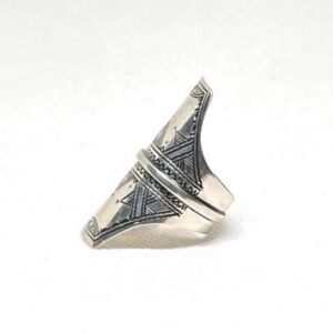 Berber Sterling Silver Ring: Engraved Tuareg Tribal Jewelry, Size 9 US
