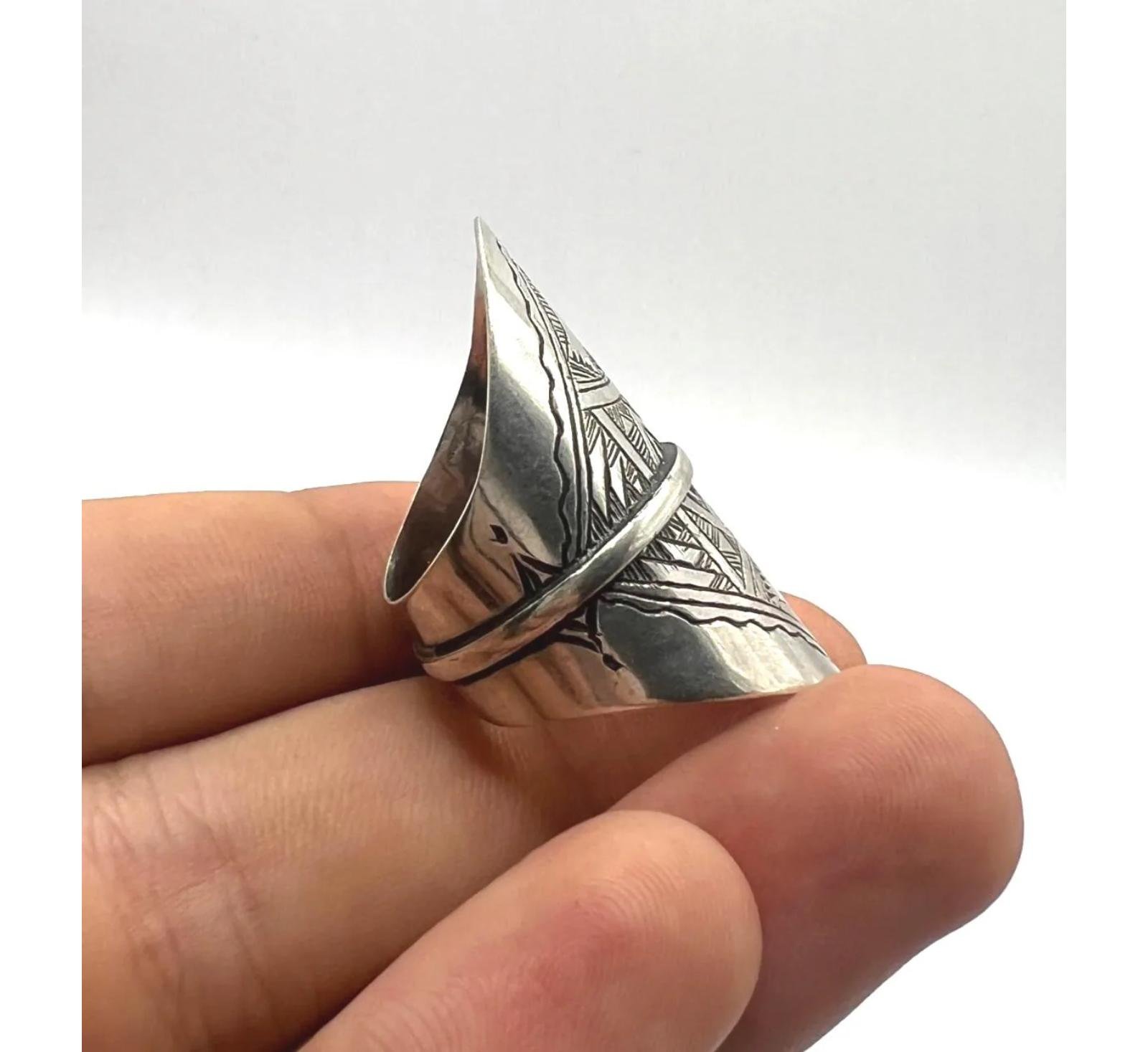 Handmade Sterling Silver Berber Ring: Tribal Tuareg Jewelry, Size 65 FR / 11 US