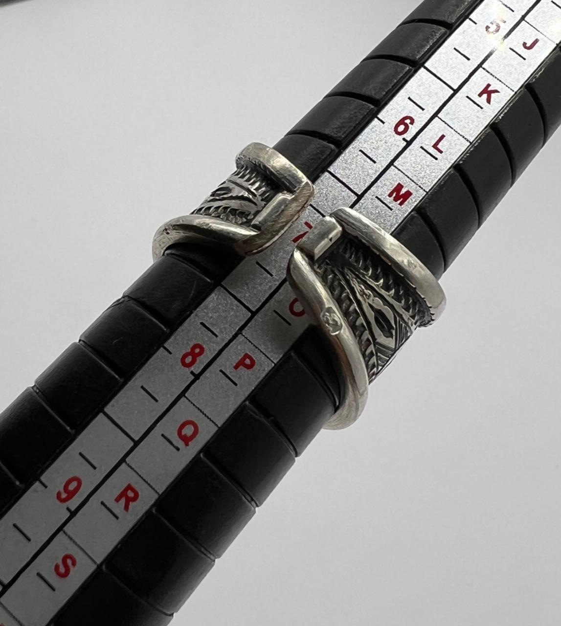 Sterling Silver Amazigh Ring - Hand-Engraved Berber Tribal Band (Size 7 US)