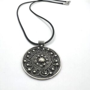 Berber Amulet Sterling Silver Pendant Necklace: Tuareg Cross Spiral Balls