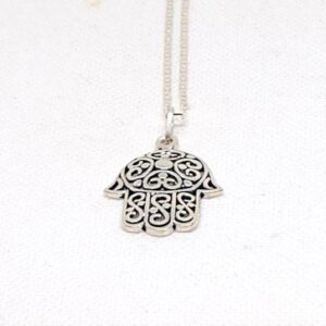 Sterling Silver Hamsa Hand Necklace: Berber Judaica Pendant