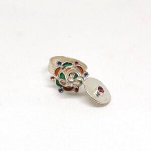 Berber Enamel Silver Plated Ring: Tribal Jewelry