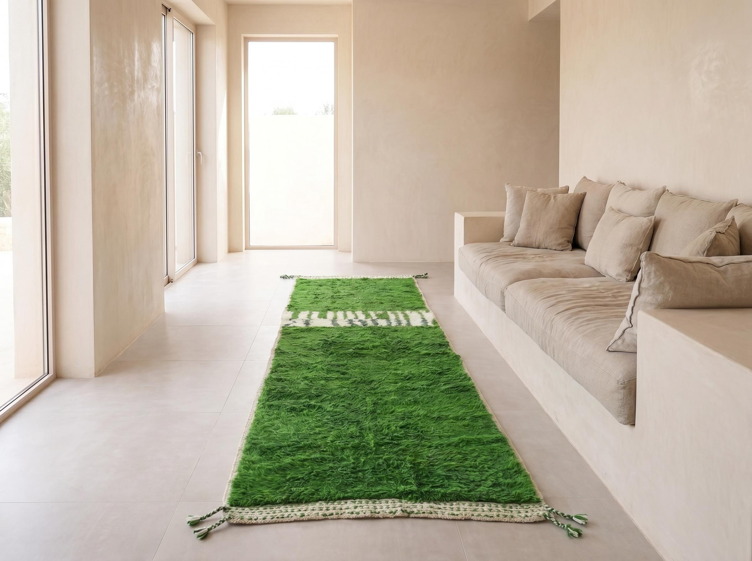 Berber Green Hallway Rug