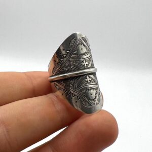 Tuareg Sterling Silver Ring: Berber Tribal Boho Ethnic Jewelry (Size 11)