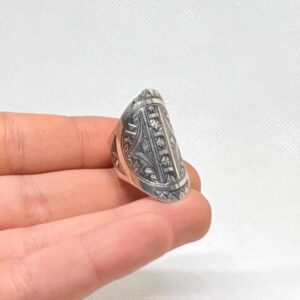 Berber Sterling Silver Ring: Engraved Tuareg Tribal Jewelry, Size 10 US