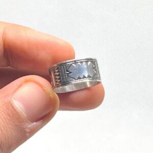 Handmade Sterling Silver Tuareg Cross Ring: Engraved Berber Ethnic Tribal Jewelry