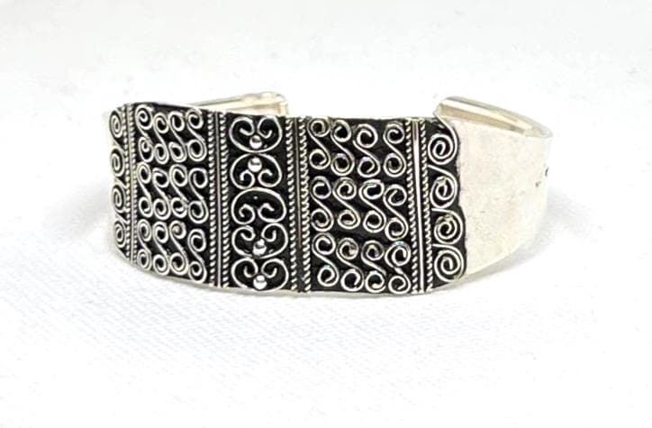 Adjustable Berber Bracelet, Sterling Silver Tuareg Tribal Cuff