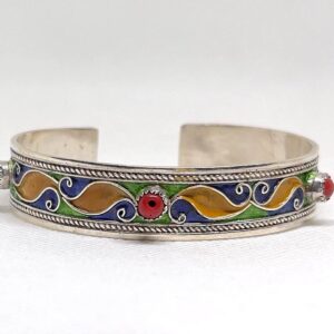 Berber Cuff: Handmade Sterling Silver Enamel Bracelet