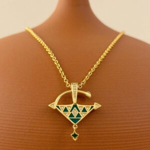 Amazigh 18K Gold Vermeil Tizerzit Pendant Green Necklace